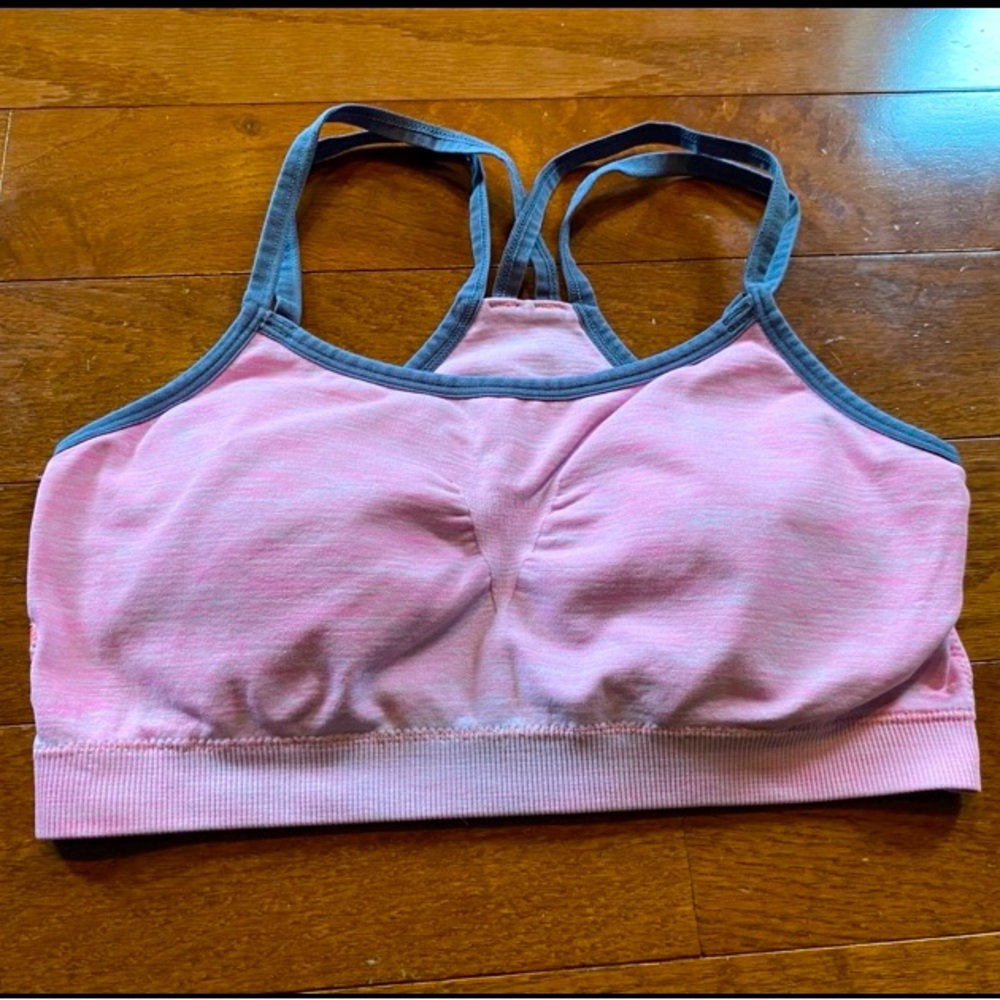 Pink and Gray Women's Sports Bra